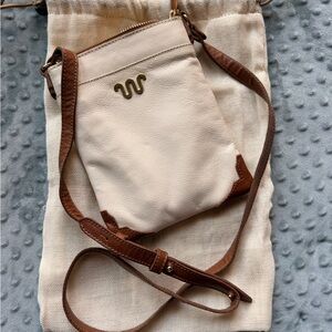 Elegant Cream and Brown Crossbody Bag